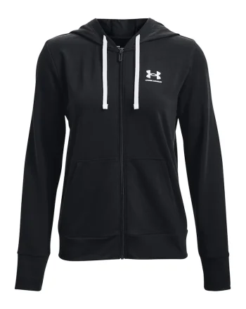 Hanorac din amestec de lyocell cu fermoar, pentru fitness Rival, Alb/Negru