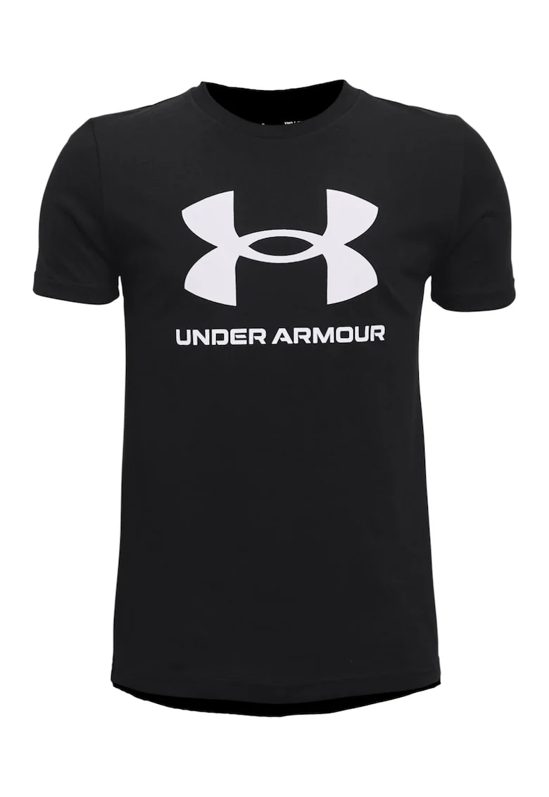 Tricou cu imprimeu logo, pentru fitness Sportstyle, Negru