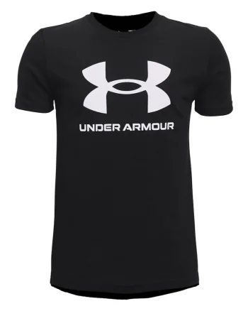 Tricou cu imprimeu logo, pentru fitness Sportstyle, Negru