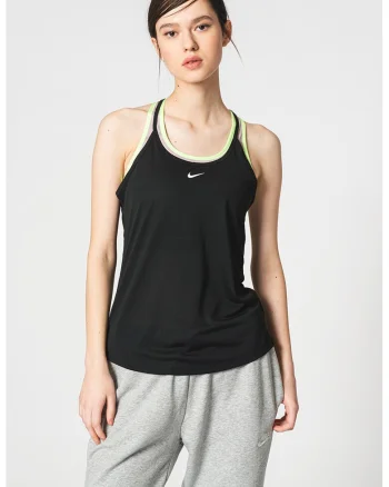 Top cu spate decupat si tehnologie Dri-Fit pentru fitness, Negru
