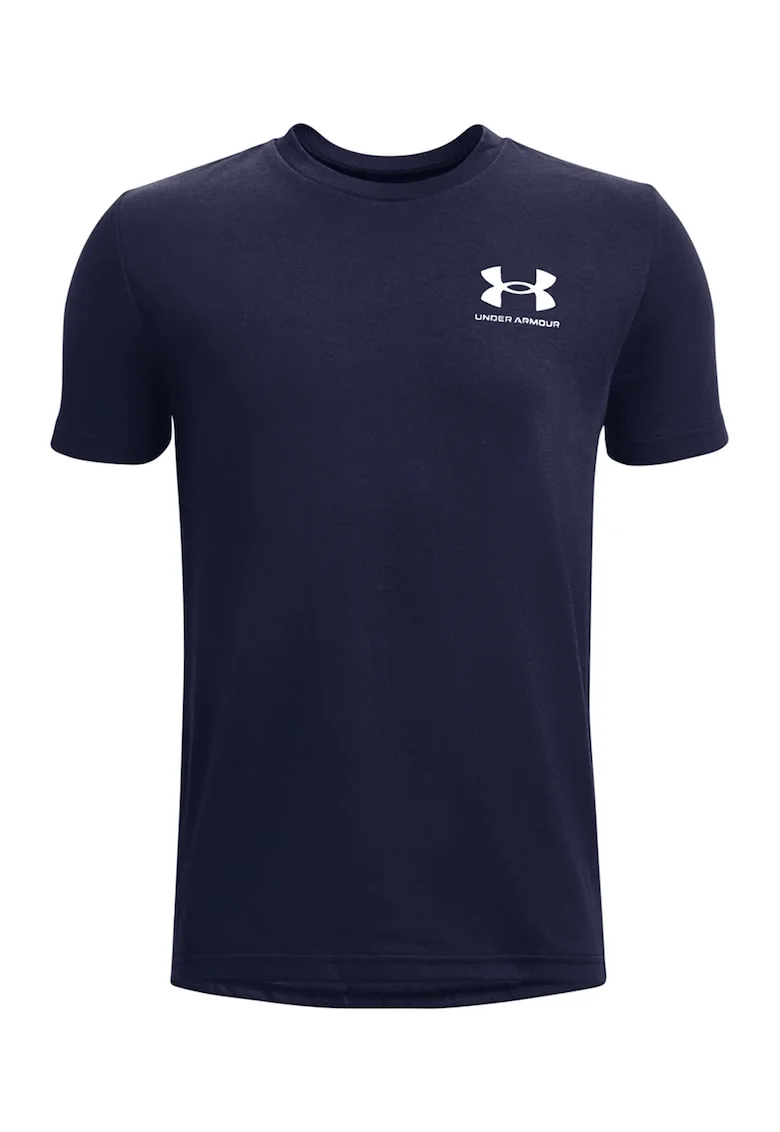 Tricou cu logo pe piept, pentru fitness Sportstyle, Bleumarin