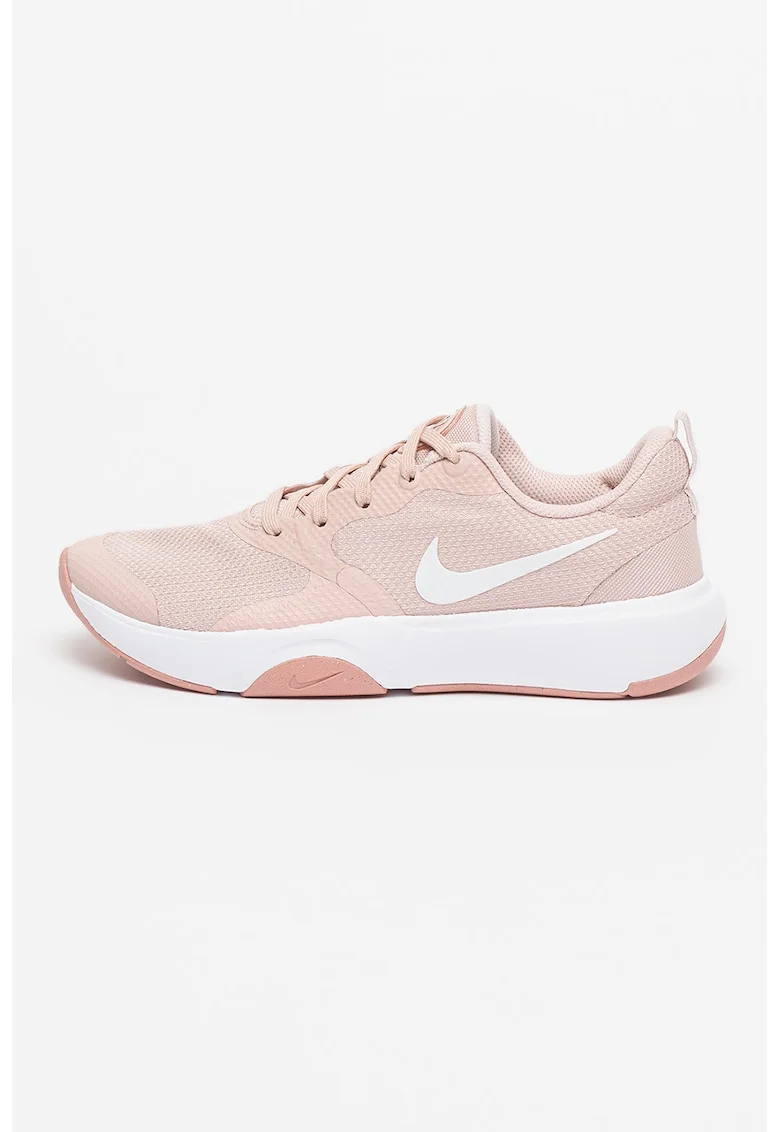 Pantofi din piele ecologica si material textil pentru fitness City REP TR, Alb/Roz prafuit
