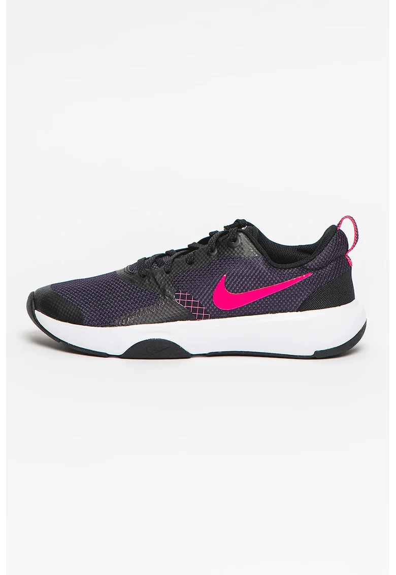 Pantofi din piele ecologica si material textil pentru fitness City REP TR, Negru/Fucsia/Violet
