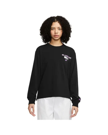 Tricou sport dama  maneca lunga, croiala lejera, negru, bumbac