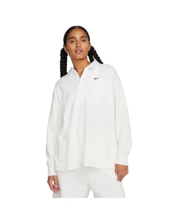 Tricou polo dama  maneca lunga, croiala lejera, alb, poliester