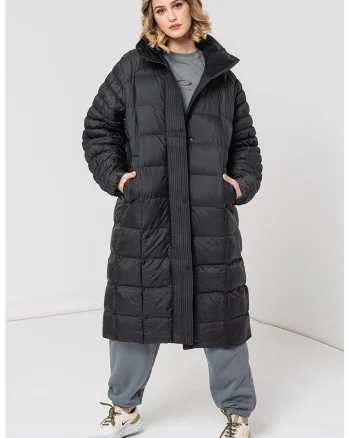 Geaca lunga Swoosh Quilted, Negru