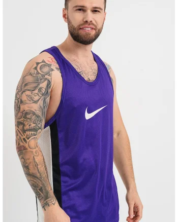 Top cu cu model monograma si tehnologie Dri FIT pentru baschet, Alb/Negru/Ametist