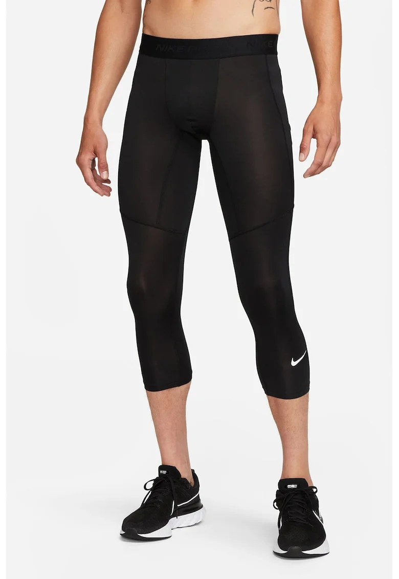 Colanti capri cu buzunare laterale pentru fitness, Negru