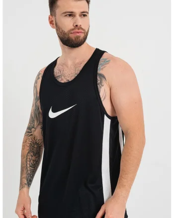 Top cu cu model monograma si tehnologie Dri FIT pentru baschet, Alb/Negru