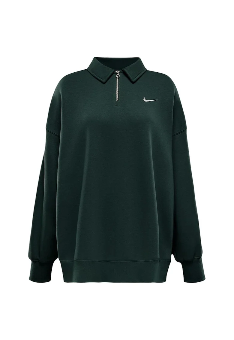 Hanorac sport dama  model Phoenix Fleece, fermoar 1/4, bumbac, verde