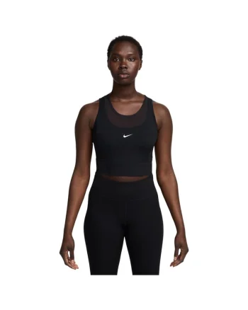 Maiou sport dama  Pro Dri-FIT, mulat, crop, ventilat, negru, poliester/spandex