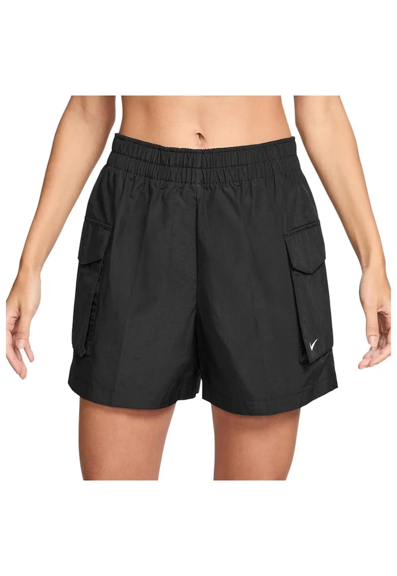 Pantaloni sport scurti dama HM6982,  Bumbac/Nylon, Negru