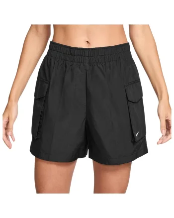 Pantaloni sport scurti dama HM6982,  Bumbac/Nylon, Negru