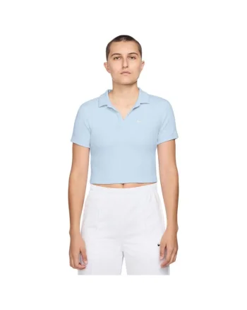 Tricou polo  Sportswear Essential cropped, slim fit, albastru, bumbac