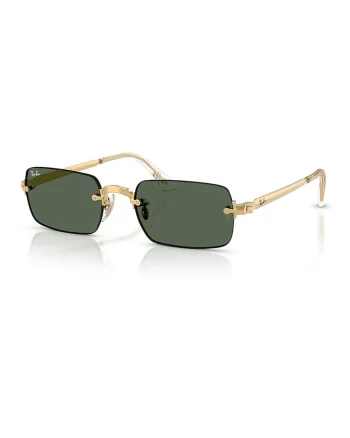 Ochelari de soare dreptunghiulari cu rame metalice, Auriu/Transparent