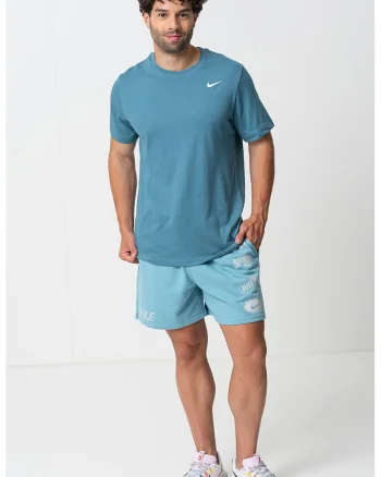 Tricou cu tehnologie Dri-FIT si decolteu la baza gatului, pentru fitness, Albastru petrol