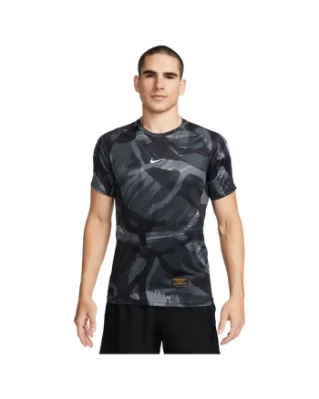 Tricou sport  Pro Dri-FIT, slim fit, imprimeu camo, negru, poliester,