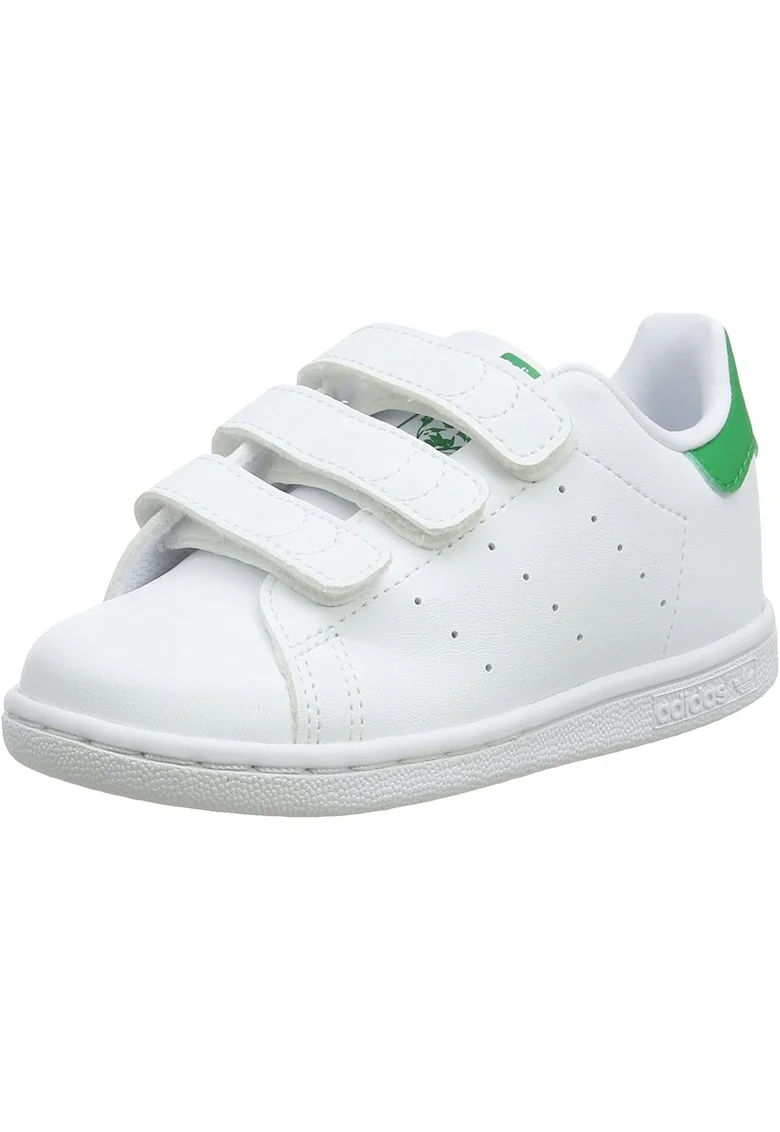 Pantofi sport copii,  Stan Smith, Piele ecologica, Alb/Verde, Alb