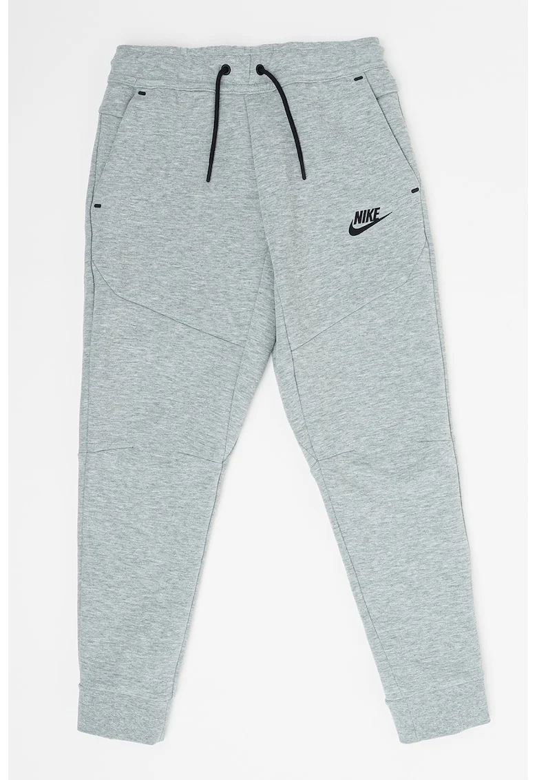 Pantaloni de trening cu snur in talie Sportwear Tech, Negru/Gri melange