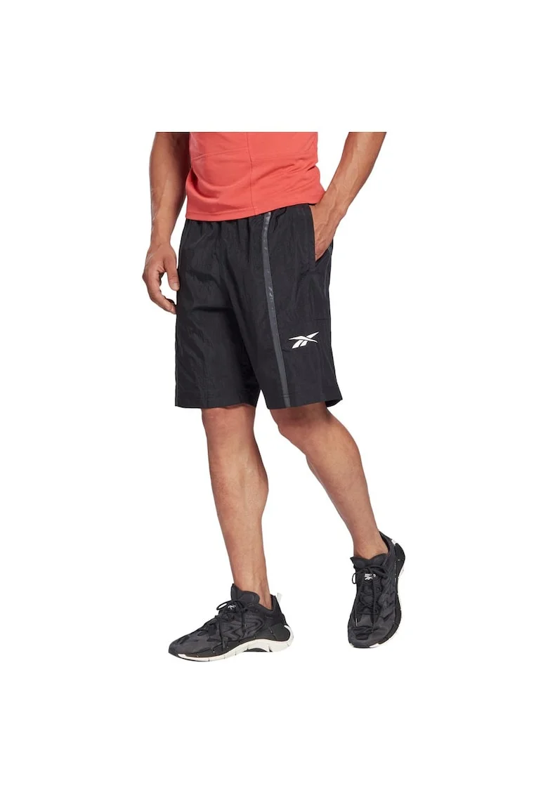 Pantaloni scurti sport barbati  regular fit, impermeabili, negru, nylon