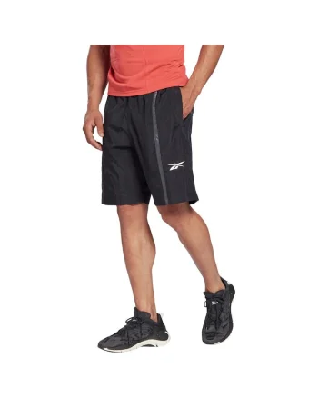 Pantaloni scurti sport barbati  regular fit, impermeabili, negru, nylon
