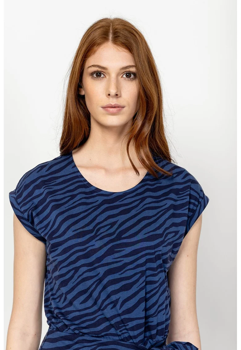 Rochie midi cu model in dungi Vion, Albastru