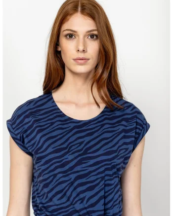 Rochie midi cu model in dungi Vion, Albastru