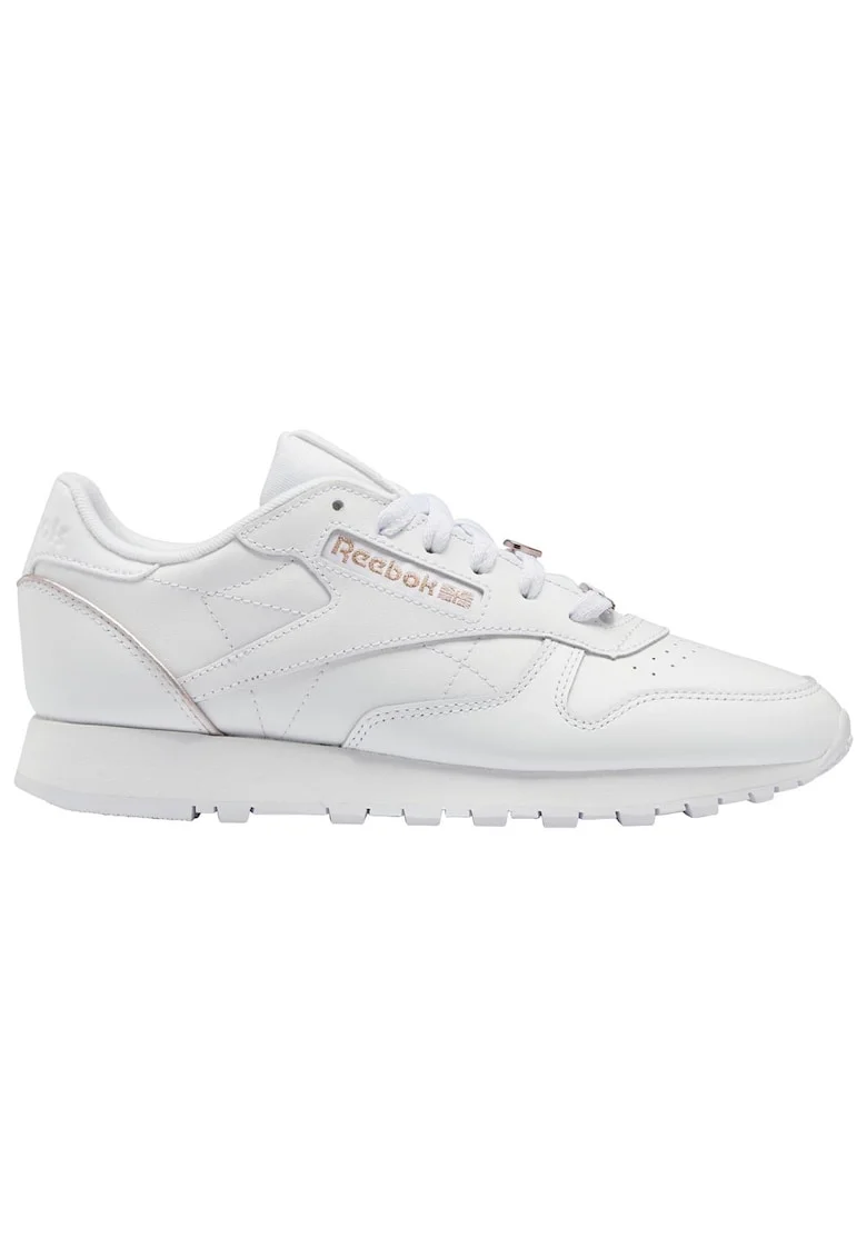 Pantofi sport dama  Classic, piele naturala, alb, detalii metalice