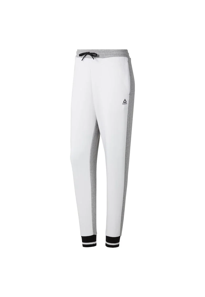 Pantaloni sport dama  slim fit, talie elastica, alb, bumbac