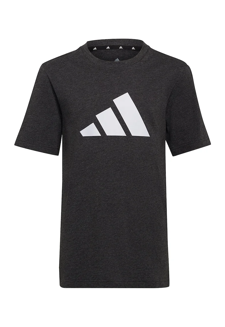 Tricou lejer de bumbac cu imprimeu logo, pentru antrenament, Negru