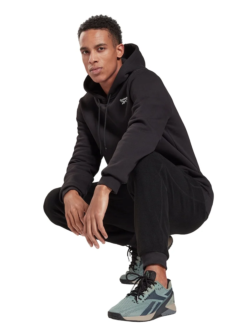 Hanorac de fleece cu buzunar kangaroo, pentru antrenament RI, Negru