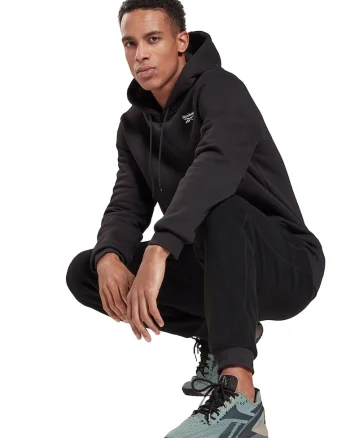Hanorac de fleece cu buzunar kangaroo, pentru antrenament RI, Negru