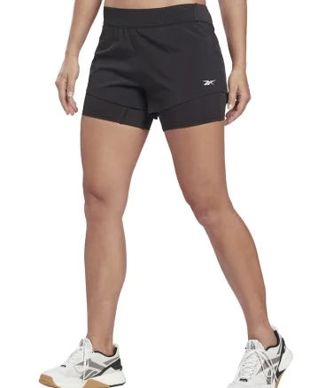 Pantaloni scurti cu design 2in1 pentru fitness, Negru