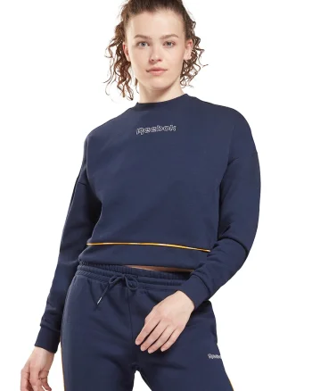 Bluza sport crop cu maneci cazute, pentru antrenament, Bleumarin