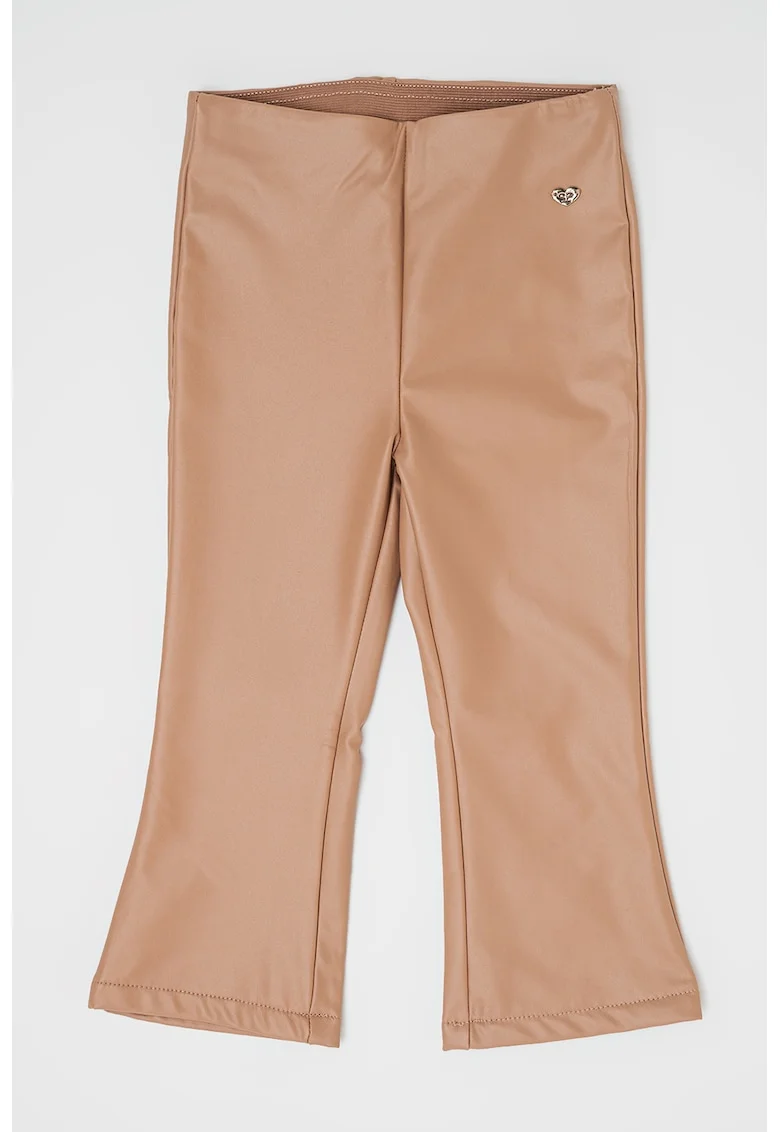Pantaloni evazati din piele ecologica, Maro deschis