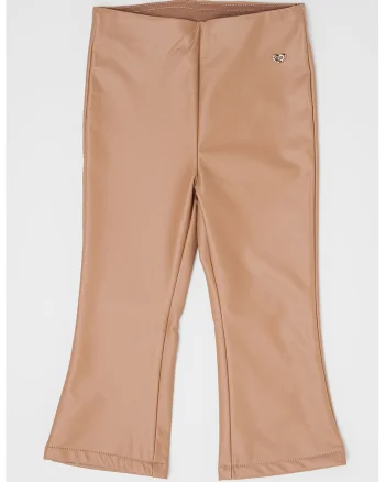 Pantaloni evazati din piele ecologica, Maro deschis