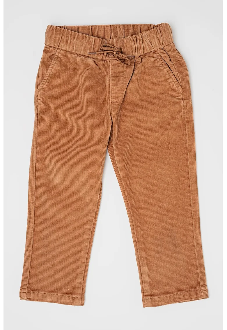 Pantaloni din reiat cu talie ajustabila, Maro deschis