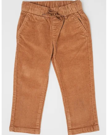 Pantaloni din reiat cu talie ajustabila, Maro deschis