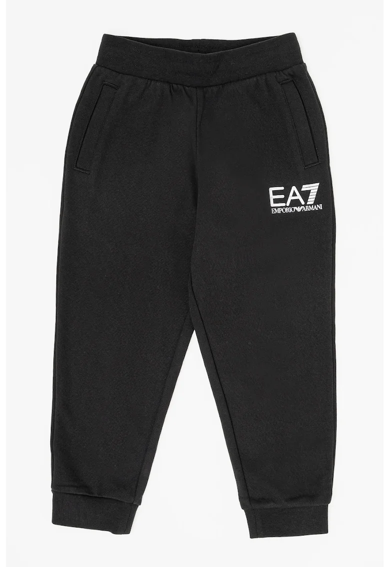 Pantaloni de trening relaxed fit din bumbac, Negru/Gri deschis