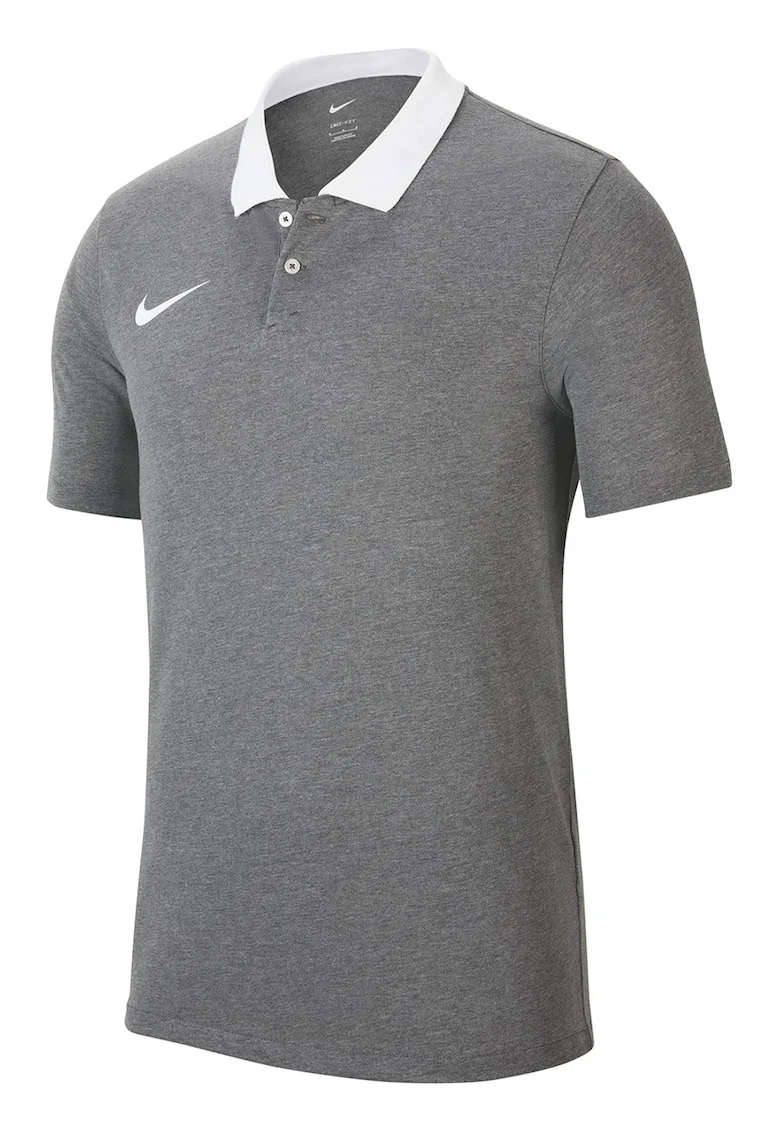 Tricou polo cu tehnologie Dri-Fit, pentru fotbal, Alb/Gri inchis