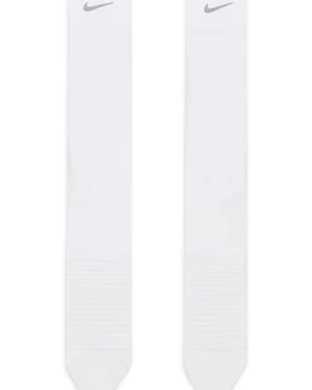 Sosete unisex cu detalii logo si tehnologie Dri-Fit, pentru alergare, Alb/Argintiu