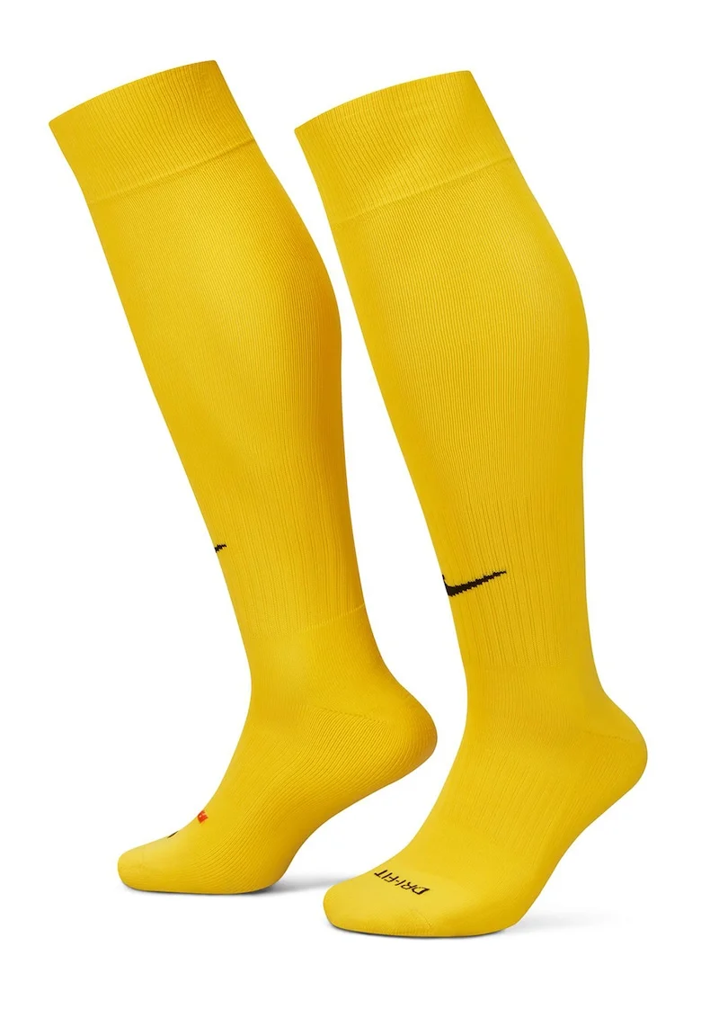 Sosete unisex lungi pana peste genunchi cu amortizare pentru fotbal Classic II, Galben sofran
