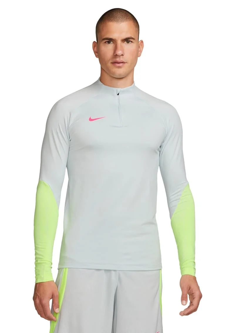 Bluza cu tehnologie Dri-FIT si maneci raglan pentru fotbal, Gri deschis/Verde neon