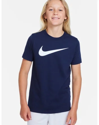 Tricou cu logo supradimensionat si tehnologie Dri-Fit, pentru fotbal, Alb/Bleumarin