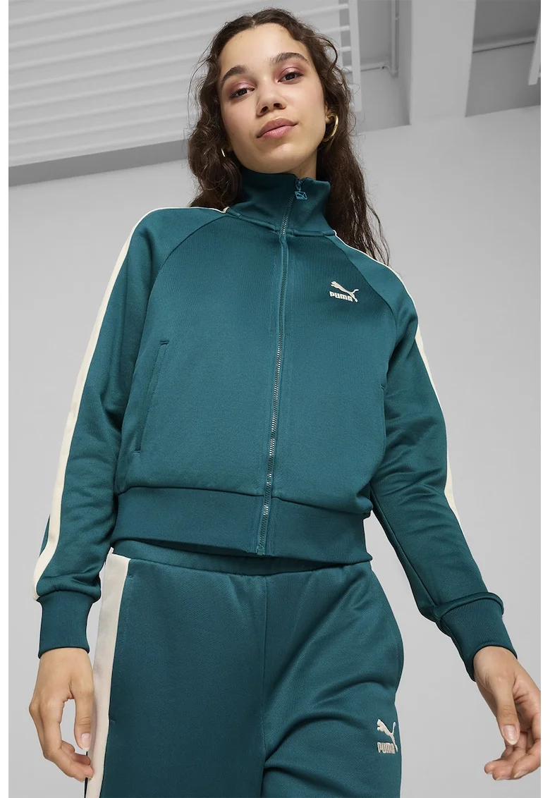 Jacheta sport cu logo Iconic, Albastru petrol/Crem