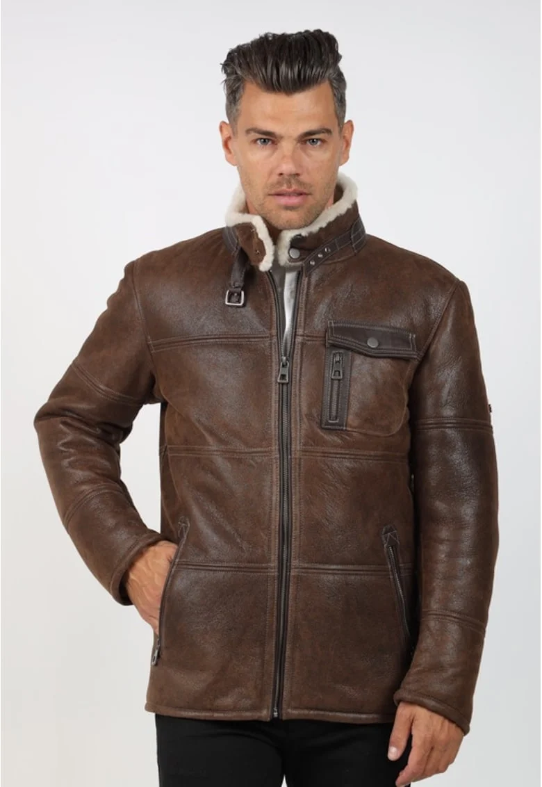 Cojoc de Barbati din Blana de Miel, Model Florin, Maro inchis