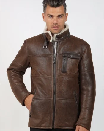 Cojoc de Barbati din Blana de Miel, Model Florin, Maro inchis