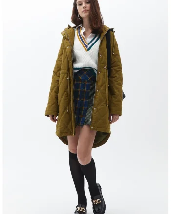 Geaca parka cu talie ajustabila, Verde masliniu