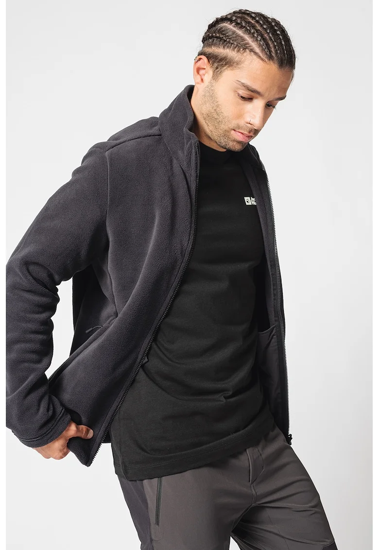 Jacheta din fleece cu buzunare Winterstein, Negru stins