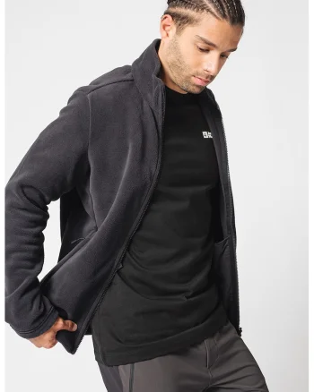 Jacheta din fleece cu buzunare Winterstein, Negru stins